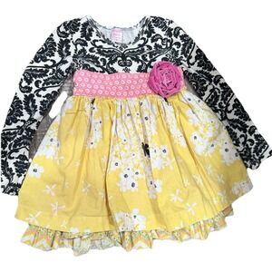 Giggle‎ Moon Girls 4 Boutique Dress Floral Ruffle Shabby Chic Easter
